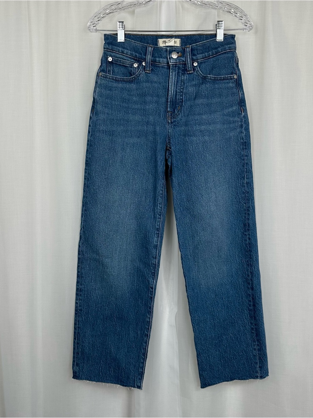 Madewell Petite Perfect Vintage Wide Leg Jean Leifland 25P Raw Hem Cropped Ankle